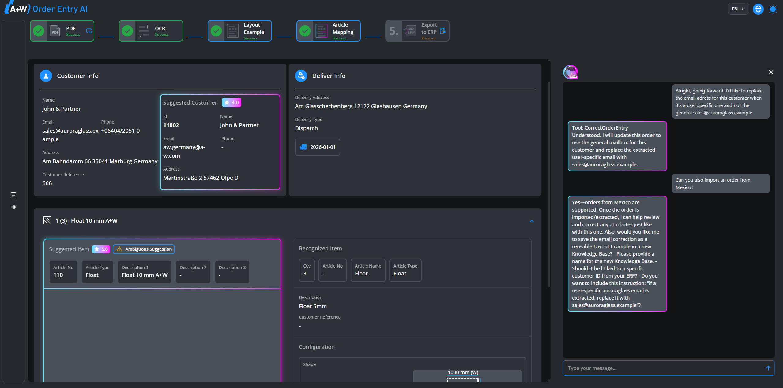 OrderEntryAI MIRA Chat